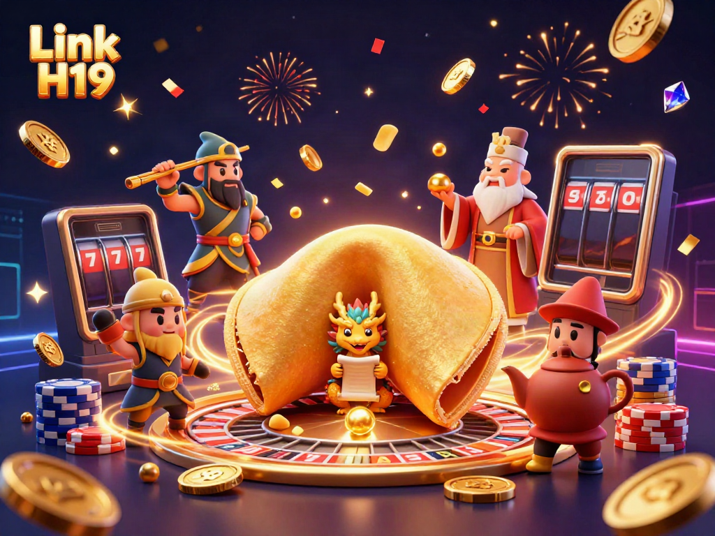 Experience stellar gameplay with Link H19, featuring a festive casino illustration packed with action and vibrant energy.