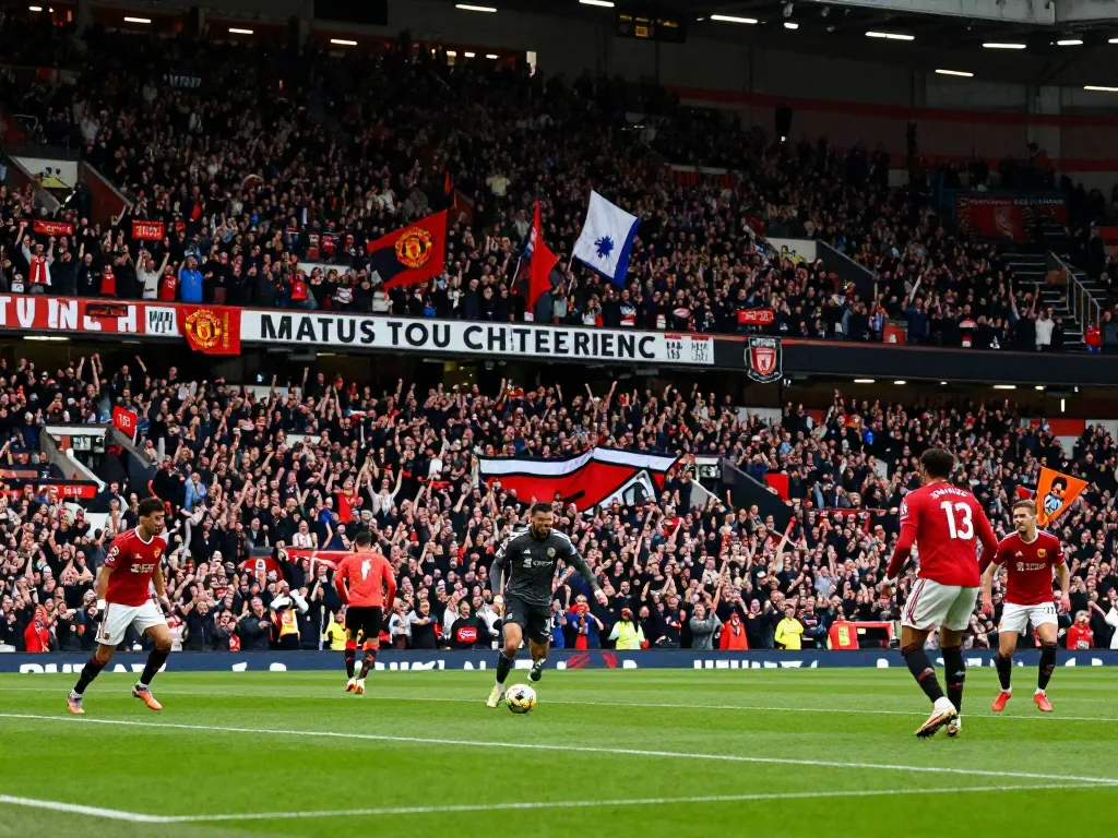 Engaged fans celebrating during the Manchester United vs Liverpool match showcasing the rivalry of แมนยู กับ ลิเวอร์พูล.
