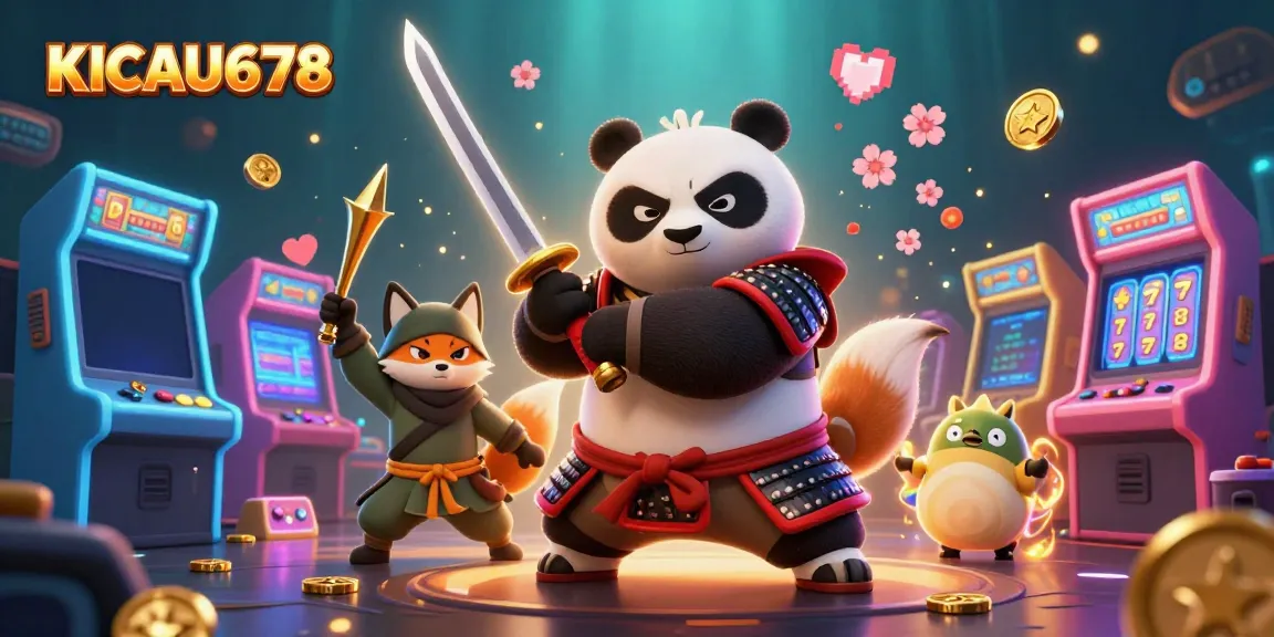 KICAU678 offers immersive gaming experiences, featuring samurai panda and ninja fox in a vibrant casino world.