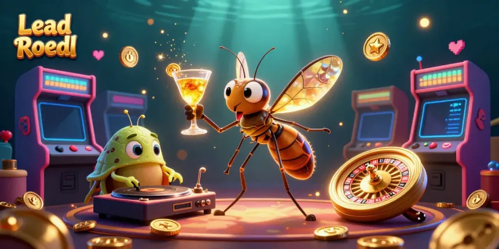 Engage with the vibrant casino world through Lead Roedl's stunning 3D illustration featuring unique characters.