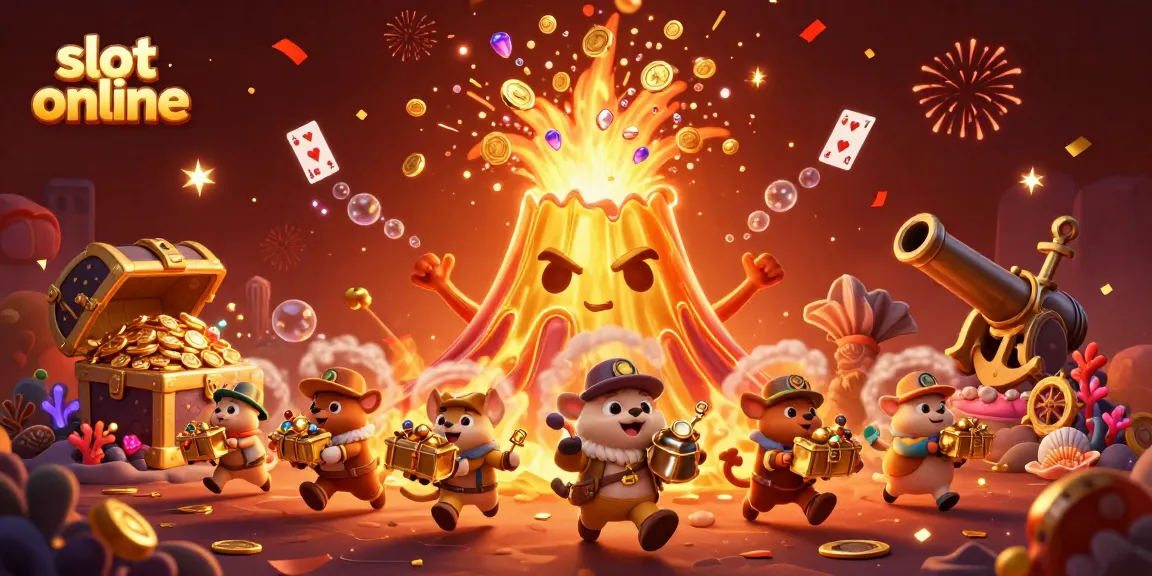 Experience thrilling wins with slot online in this vibrant, treasure-filled 3D casino scene.
