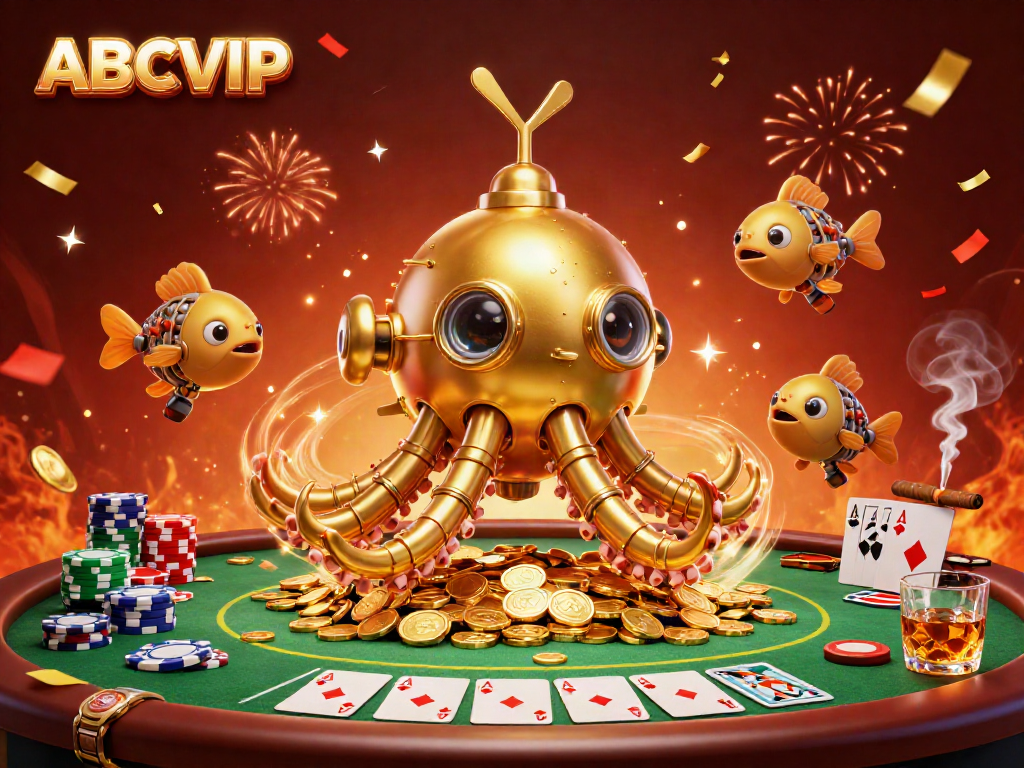 Experience thrills at ABCVIP, where a 3D kraken submarine celebrates over poker game essentials.