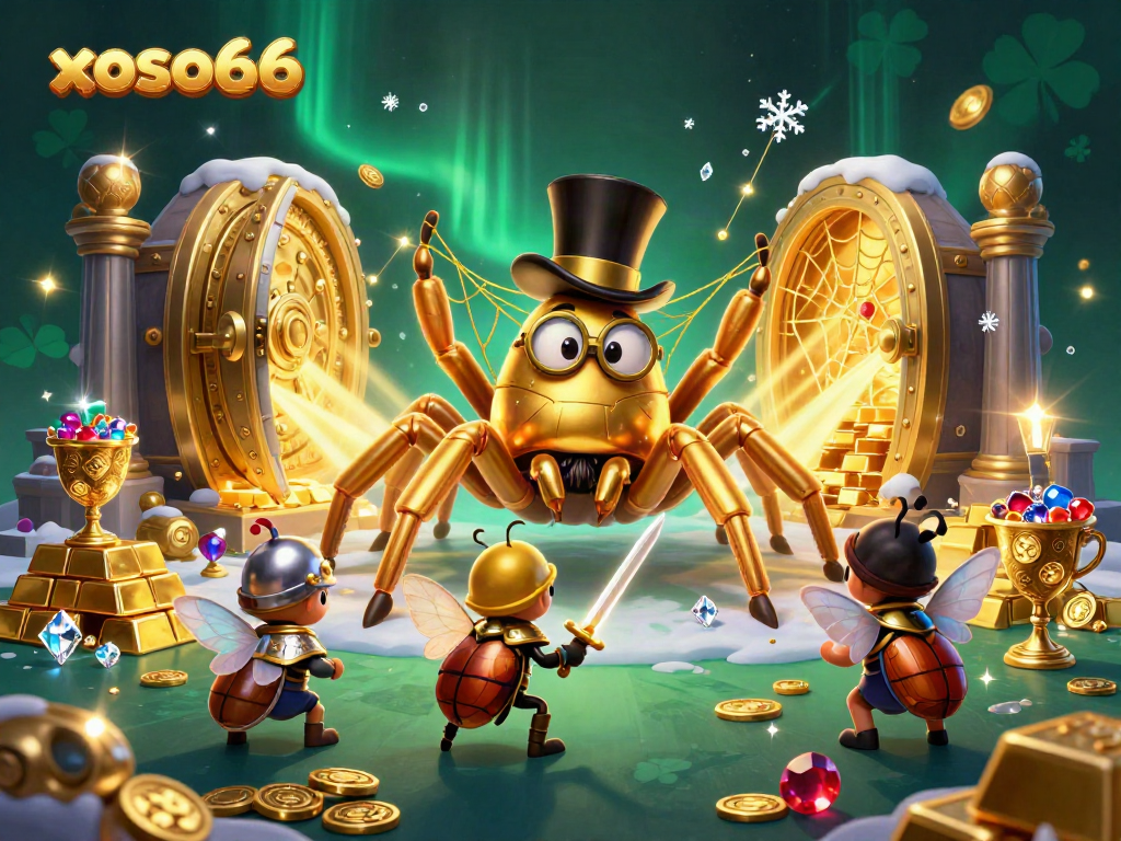 Experience thrilling gameplay with xoso66 as the golden tarantula weaves its enchanting web in a vibrant casino atmosphere.