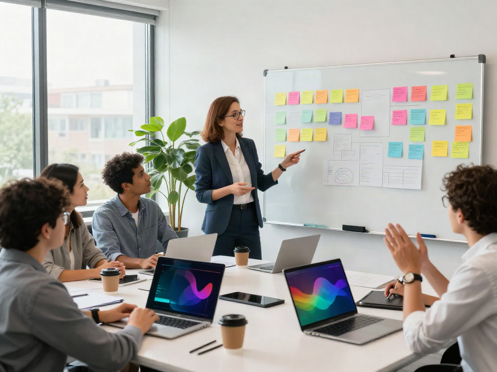 Professional coaching Connecticut session with diverse employees brainstorming and engaging in a modern office.