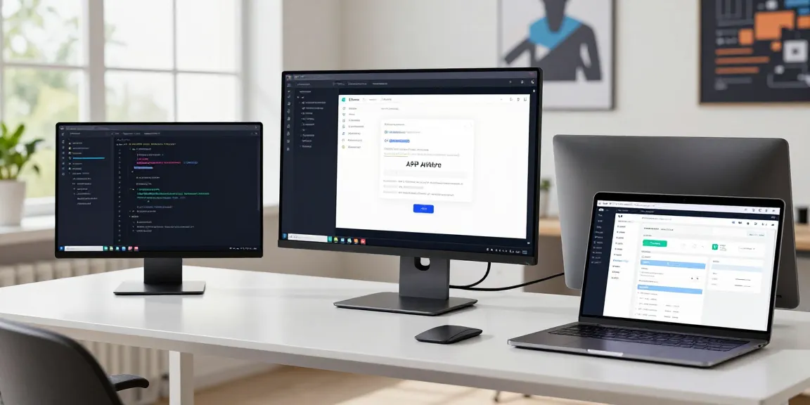Developer working on APK projects at a modern tech workspace.