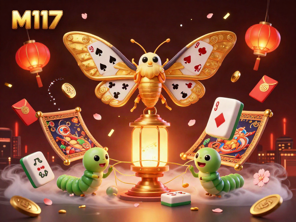 M117 showcases a lively casino scene with a golden moth and intricate decorations for high-quality gameplay.