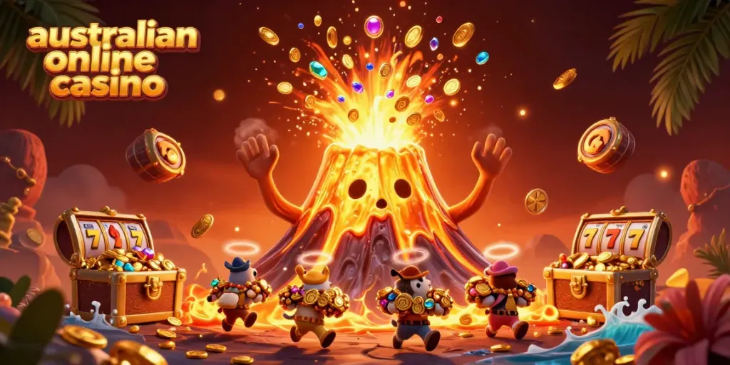Enjoy thrilling adventures at the australian online casino with treasures symbolized in a vibrant explosion of gems and gold.