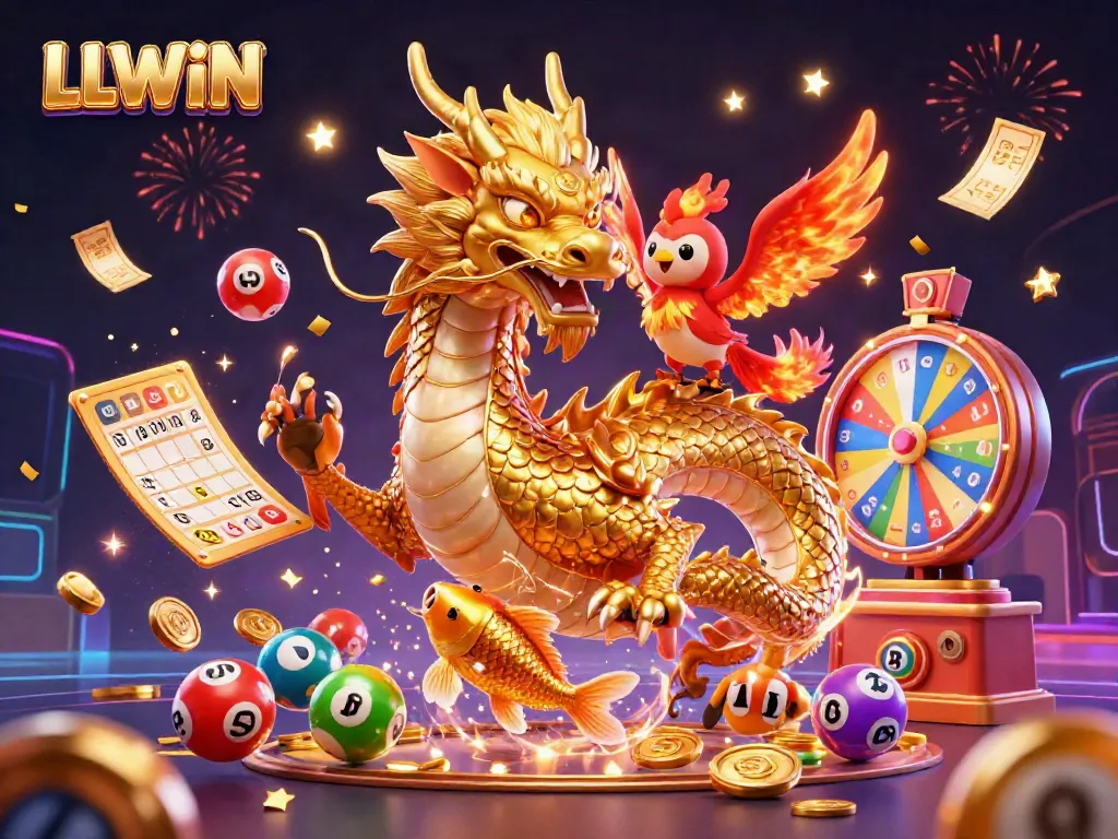 Experience thrill and fortune at LLWIN with a vibrant, dynamic casino scene featuring exciting game elements.