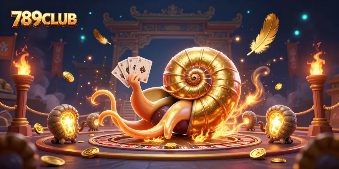 Engage with the 789CLUB gaming experience featuring a giant nautilus roulette wheel and exciting casino elements.
