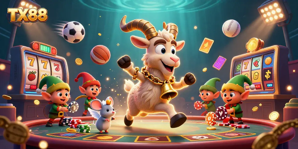 TX88 highlights a festive horror casino scene featuring Krampus, an angel mouse, and elf gremlins.