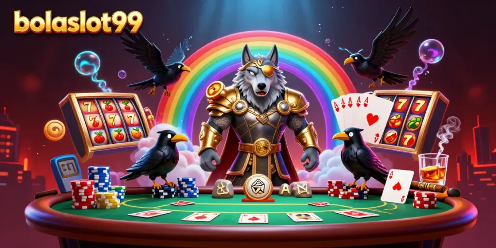 Engage with bolaslot99 and explore vivid 3D casino-themed gaming elements featuring Odin and his ravens.