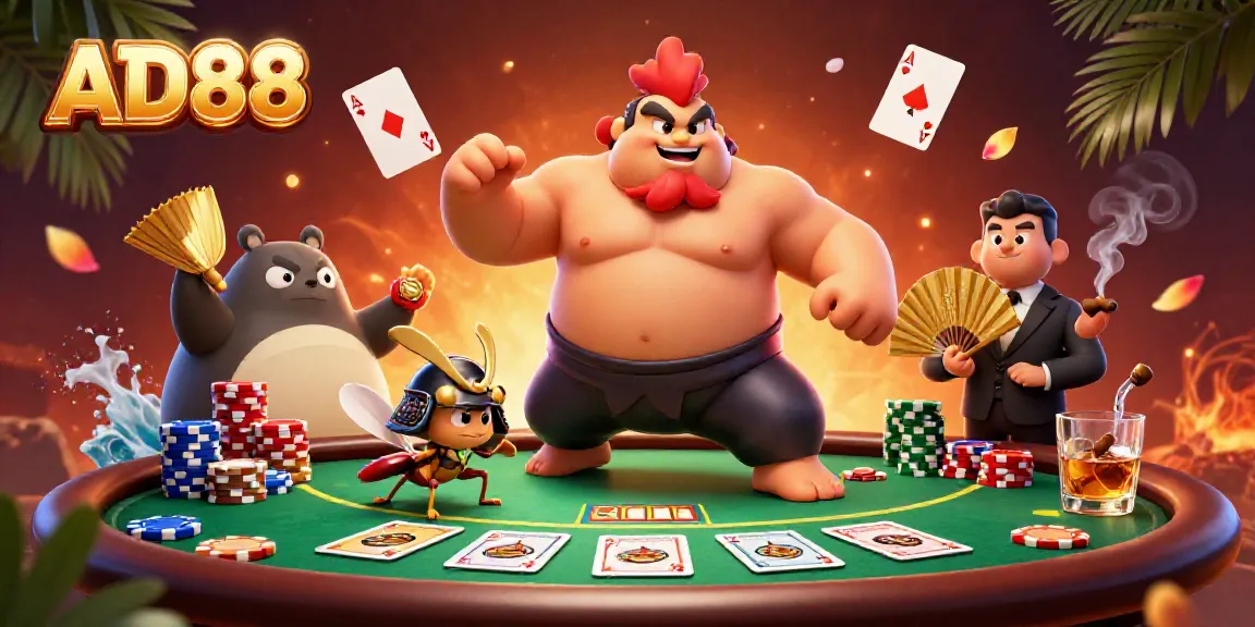 Experience thrilling gameplay with AD88 featuring exciting casino elements in a dynamic 3D illustration.