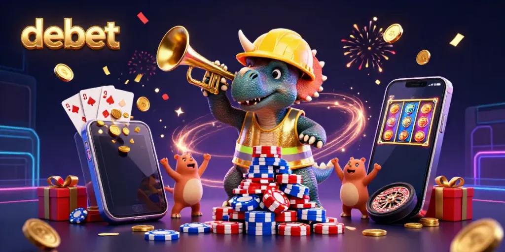 Experience vibrant debet-themed celebration with engaging characters and dynamic casino elements.