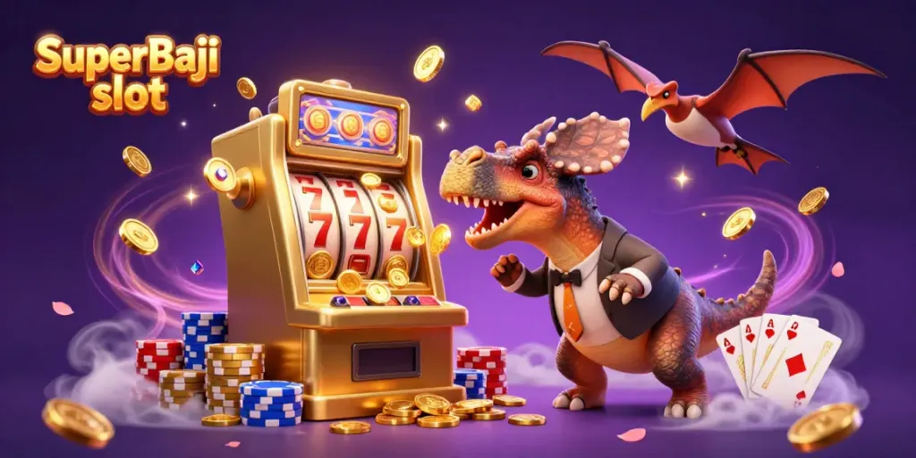 Experience SuperBaji slot with a thrilling pachycephalosaurus jackpot scene, filled with action and excitement.