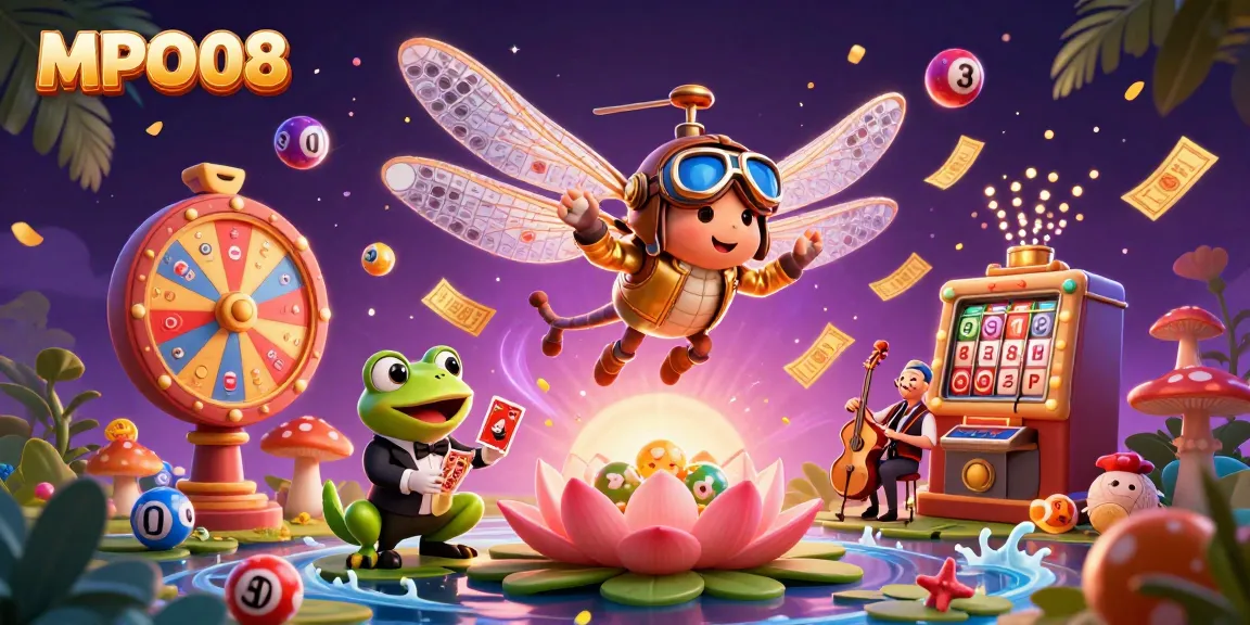 Experience MPO08 with lively gambling characters and vibrant casino elements in a dynamic scene.