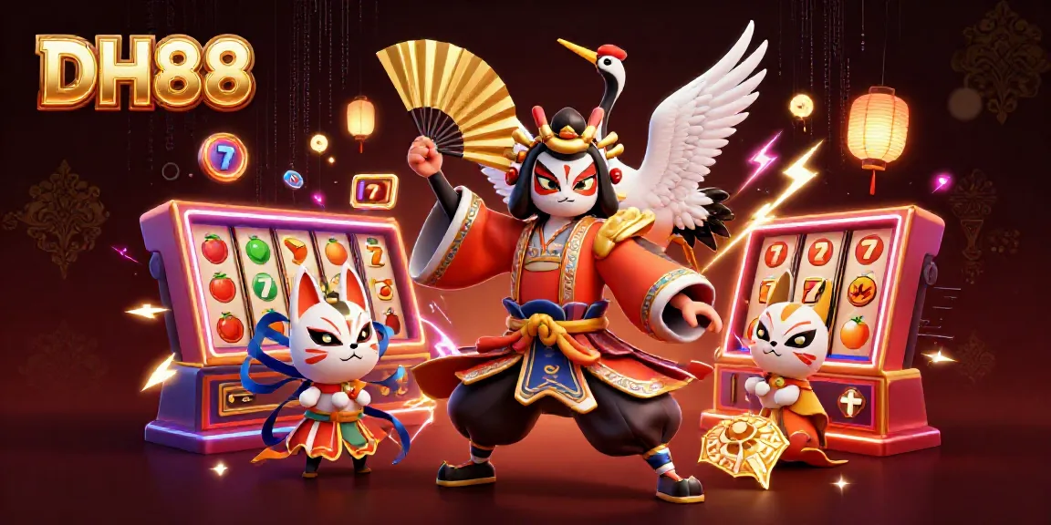 Experience thrilling gameplay with DH88's vibrant casino scene, showcasing dynamic slots and energetic characters.