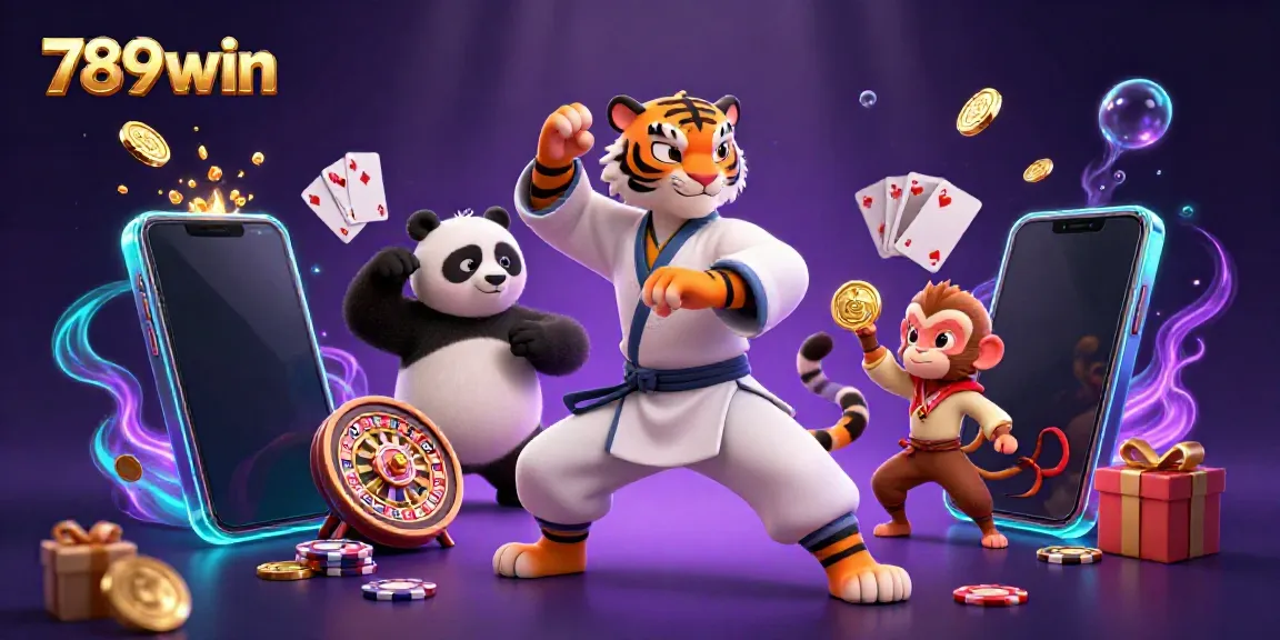 Engage with 789win’s vibrant casino scene featuring playful characters and dynamic game elements.
