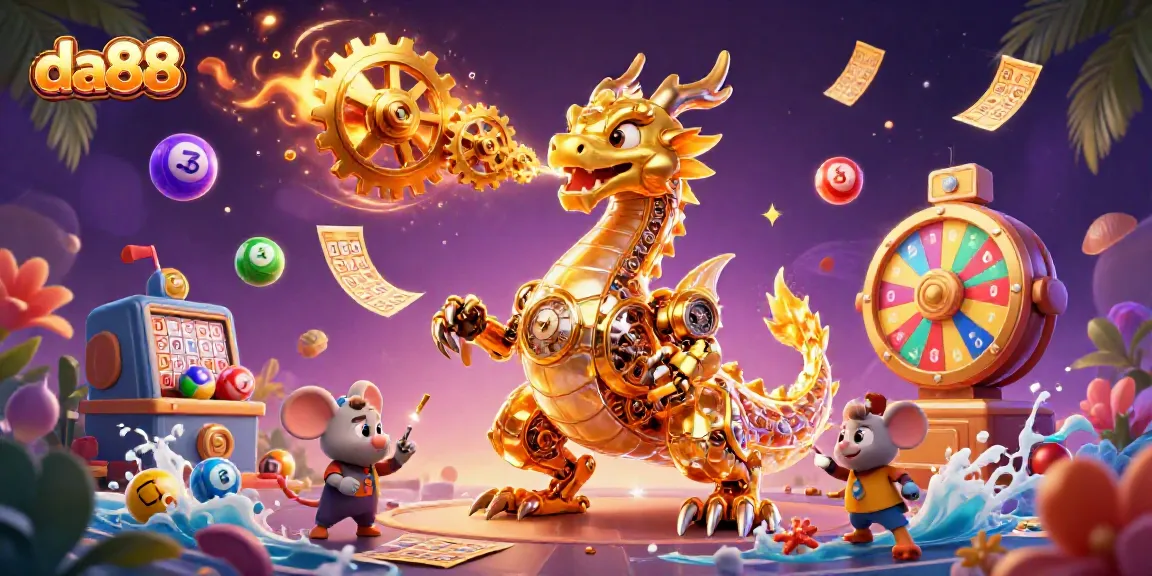 Watch da88 streamline your gaming experience with dynamic lottery symbols and vibrant casino elements.