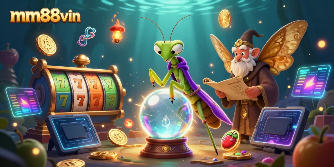 Engage with mm88vin in an immersive 3D casino atmosphere featuring vibrant slot machine elements and fortune tellers.