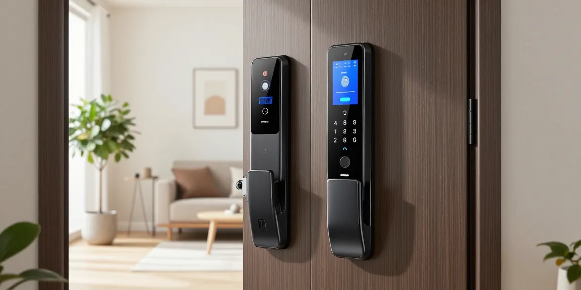 Premium smart lock showcased on a stylish door, highlighting its innovative security features.